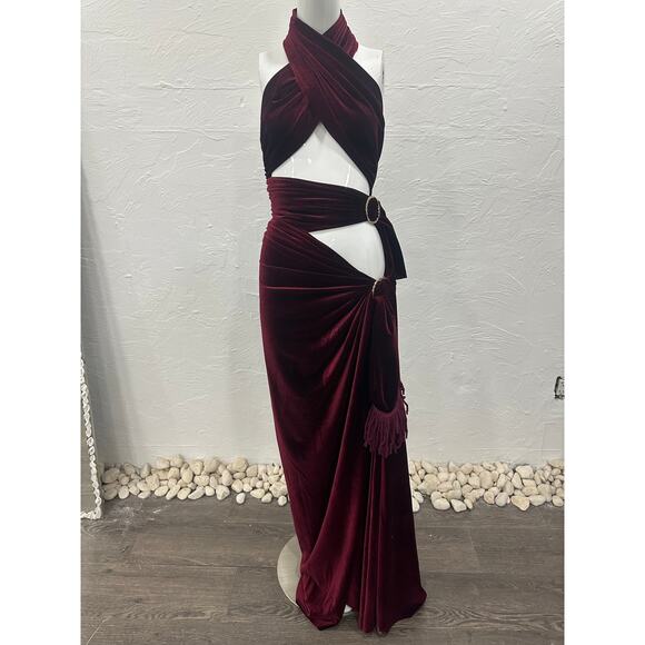 Bronx and Banco Dresses & Skirts - Bronx and Banco Velvet Cleopatra Wrap Maxi Dress Burgundy Women's Size 4